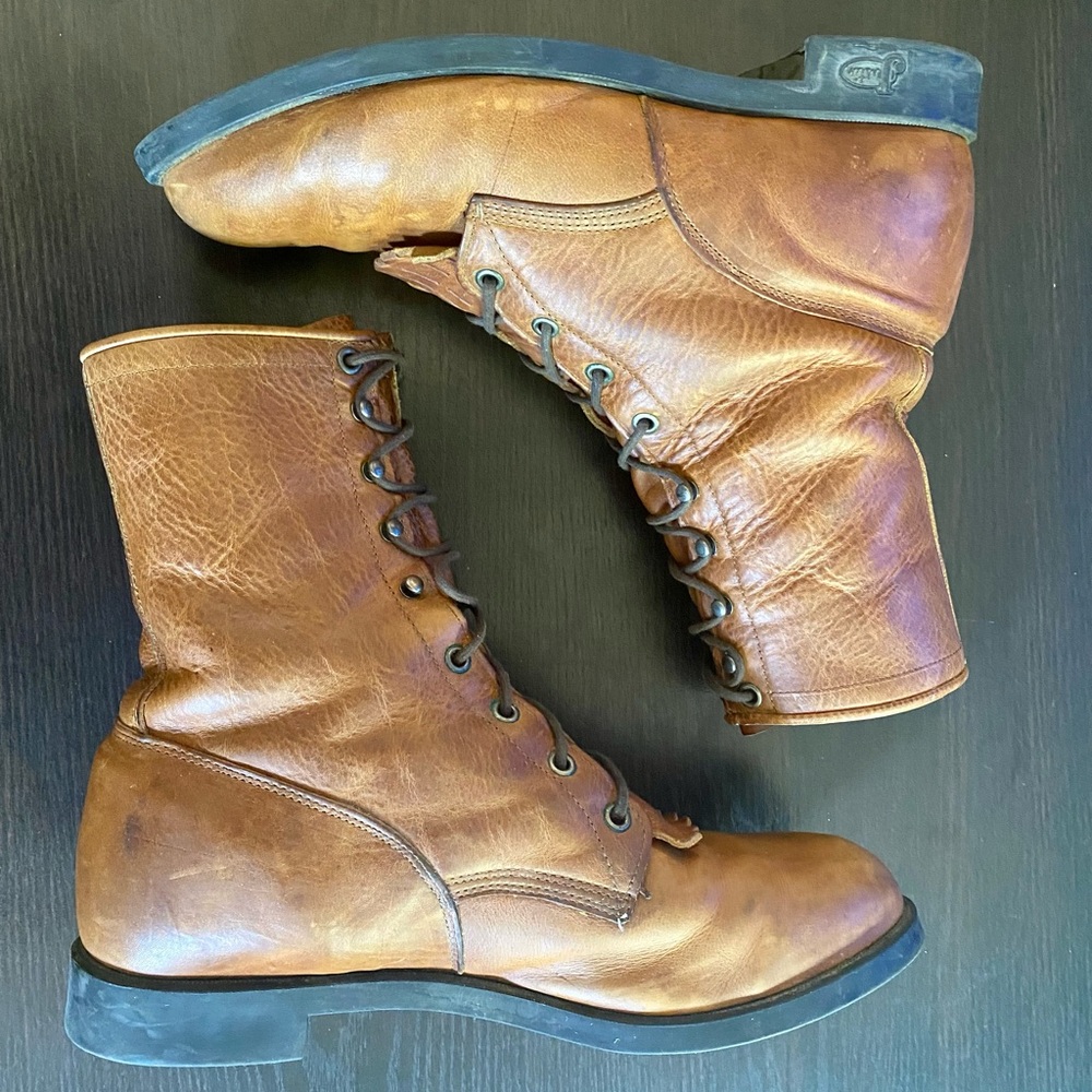 Justin Style 406 Conductor Leather Brown Boots Western Size 10 D